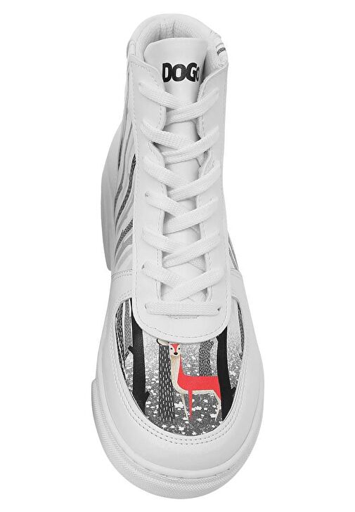 Kadın Vegan Deri Beyaz High Sneakers - You're the Colour of My Life Tasarım - Görsel 9