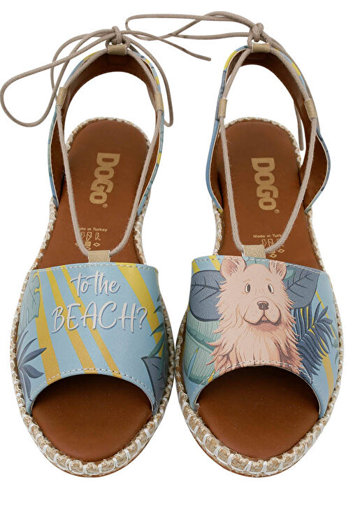 Kadın Vegan Deri Mavi Bağcıklı Sandalet - To the Beach Tasarım - Görsel 7