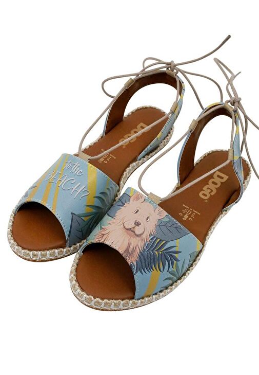 Kadın Vegan Deri Mavi Bağcıklı Sandalet - To the Beach Tasarım - Görsel 4