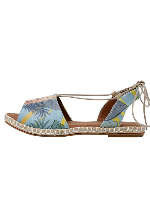 Kadın Vegan Deri Mavi Bağcıklı Sandalet - To the Beach Tasarım - Görsel 8