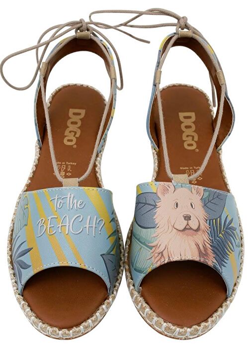 Kadın Vegan Deri Mavi Bağcıklı Sandalet - To the Beach Tasarım - Görsel 3