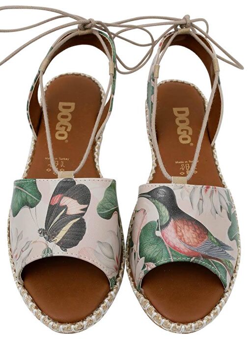 Kadın Vegan Deri Bej Bağcıklı Sandalet - Wings to Fly Tasarım - Görsel 8