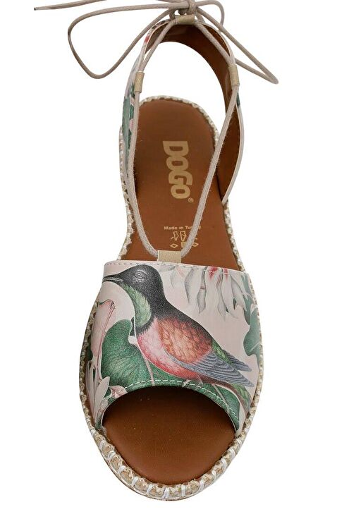 Kadın Vegan Deri Bej Bağcıklı Sandalet - Wings to Fly Tasarım - Görsel 3