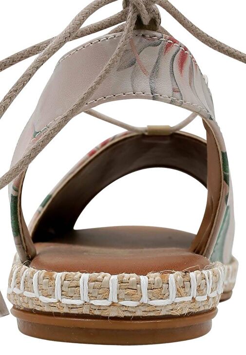 Kadın Vegan Deri Bej Bağcıklı Sandalet - Wings to Fly Tasarım - Görsel 4