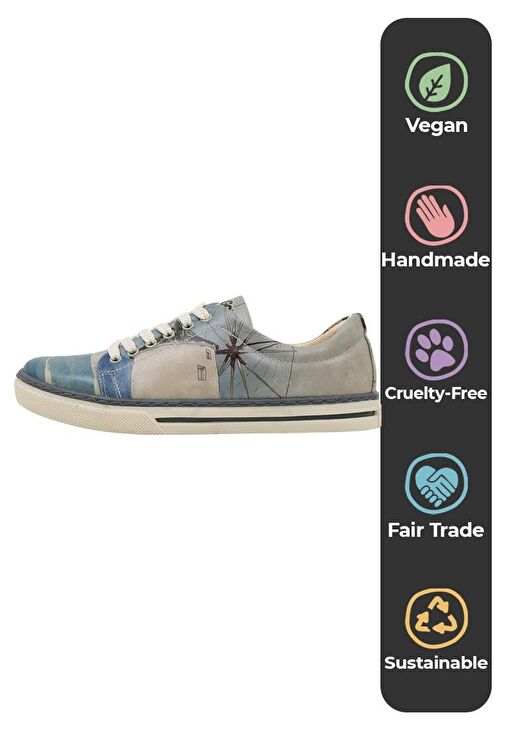 Kadın Vegan Deri Mavi Sneakers - Meet me Halfway Tasarım - Görsel 6