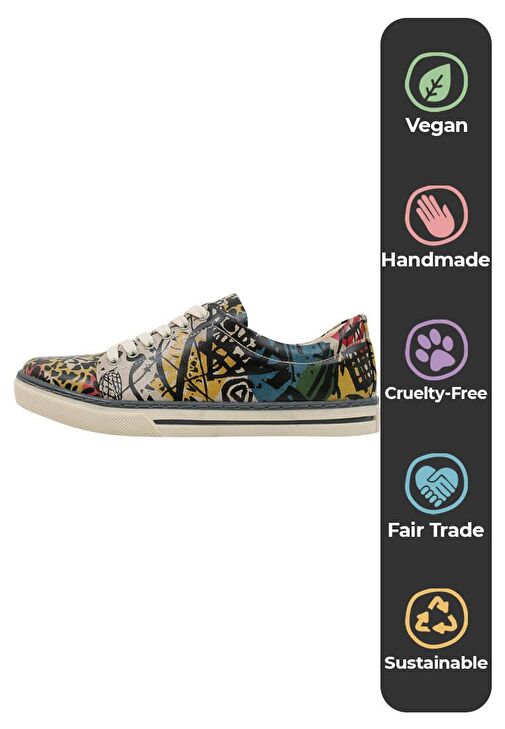 Kadın Vegan Deri Çok Renkli Sneakers - Eternal Swirl Tasarım - Görsel 7