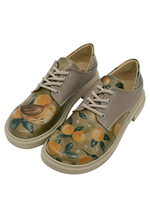 Kadın Vegan Deri Yeşil Renkli Günlük Ayakkabı - Fruity Tasarım - Görsel 2