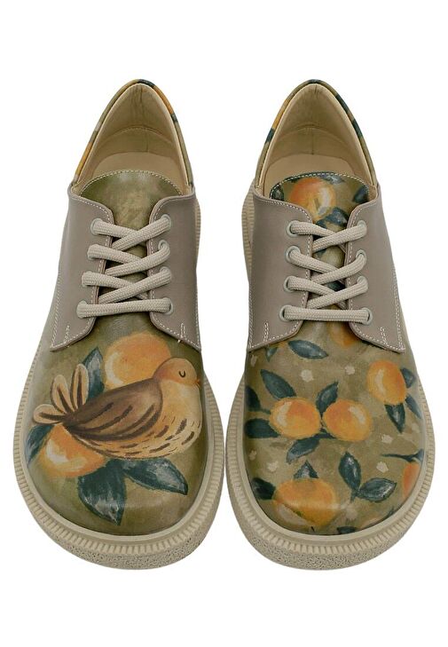 Kadın Vegan Deri Yeşil Renkli Günlük Ayakkabı - Fruity Tasarım - Görsel 3