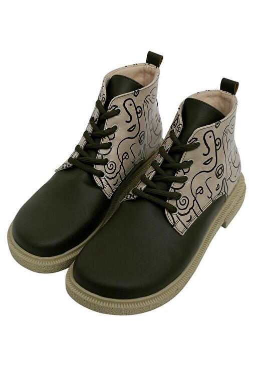 Kadın Vegan Deri Haki Bilekte Bot - Society Tasarım - Görsel 3