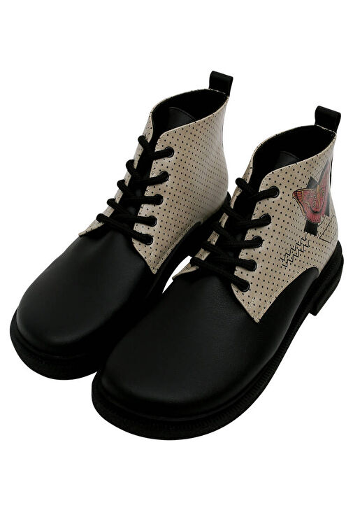 Kadın Vegan Deri Siyah Bilekte Bot - Minima Butterfly Tasarım - Görsel 3