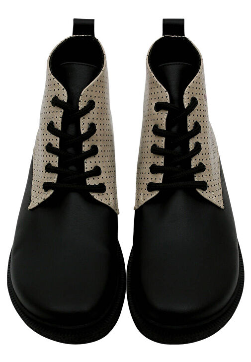 Kadın Vegan Deri Siyah Bilekte Bot - Minima Butterfly Tasarım - Görsel 5