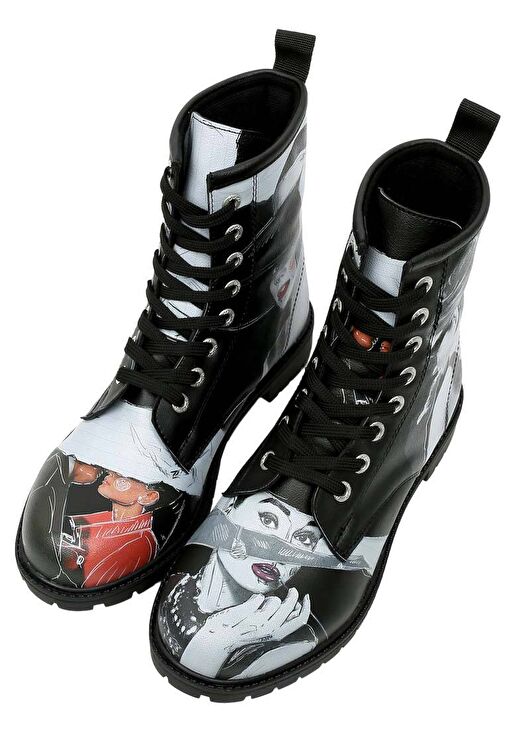 Kadın Vegan Deri Siyah Uzun Bot - Go Back to Being Yourself Tasarım - Görsel 2