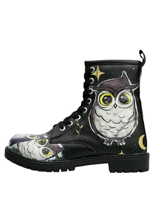 Kadın Vegan Deri Siyah Uzun Bot - Owls Family Tasarım - Görsel 3