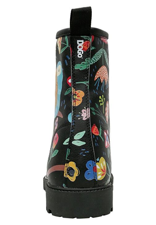 Kadın Vegan Deri Siyah Uzun Bot - Flowers & Birds Tasarım - Görsel 7