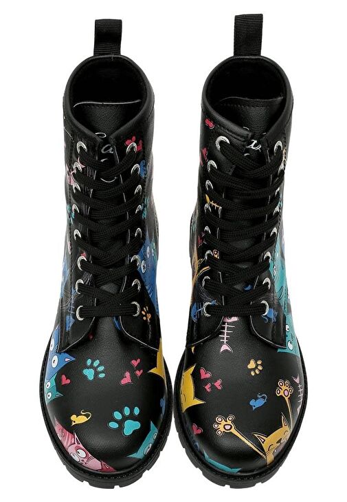 Kadın Vegan Deri Siyah Uzun Bot - Cat Lovers Tasarım - Görsel 4