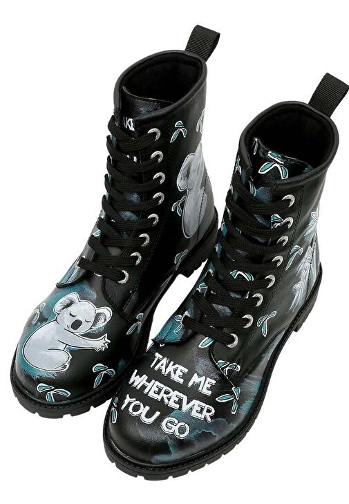 Kadın Vegan Deri Siyah Uzun Bot - Koala Hug Tasarım - Görsel 4