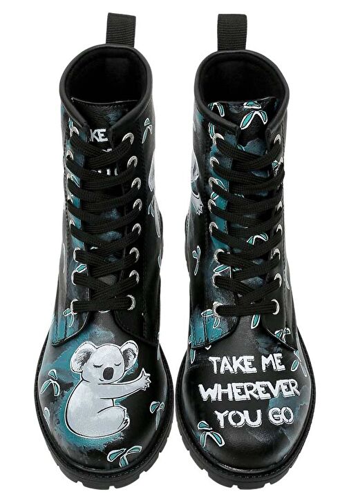 Kadın Vegan Deri Siyah Uzun Bot - Koala Hug Tasarım - Görsel 5