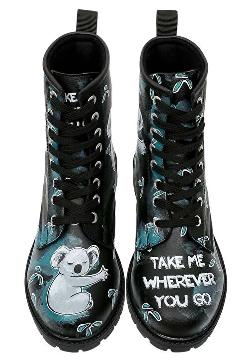 Kadın Vegan Deri Siyah Uzun Bot - Koala Hug Tasarım - Görsel 8