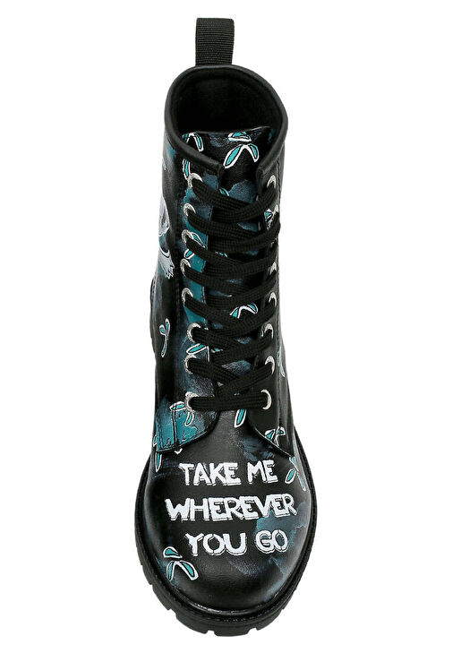 Kadın Vegan Deri Siyah Uzun Bot - Koala Hug Tasarım - Görsel 9