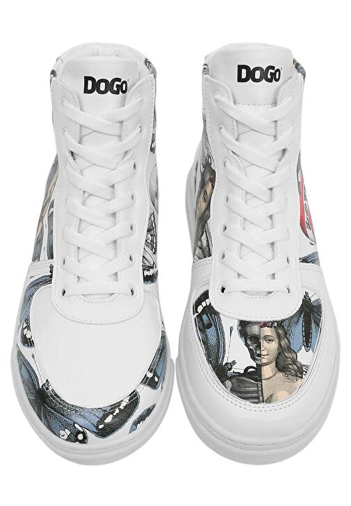 Kadın Vegan Deri Beyaz High Sneakers - Love Me Tasarım - Görsel 6