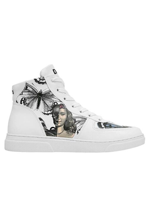 Kadın Vegan Deri Beyaz High Sneakers - Love Me Tasarım - Görsel 9