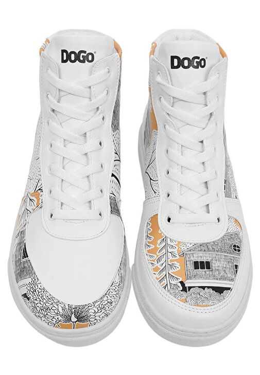 Kadın Vegan Deri Beyaz High Sneakers - There You Are Tasarım - Görsel 6