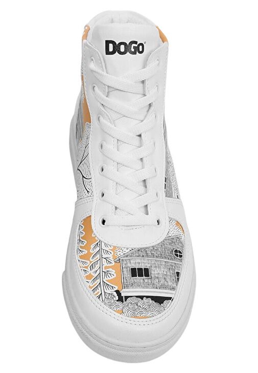 Kadın Vegan Deri Beyaz High Sneakers - There You Are Tasarım - Görsel 9