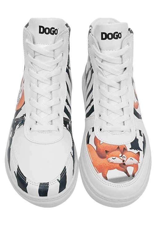 Kadın Vegan Deri Beyaz High Sneakers - Cuddling Season Tasarım - Görsel 4