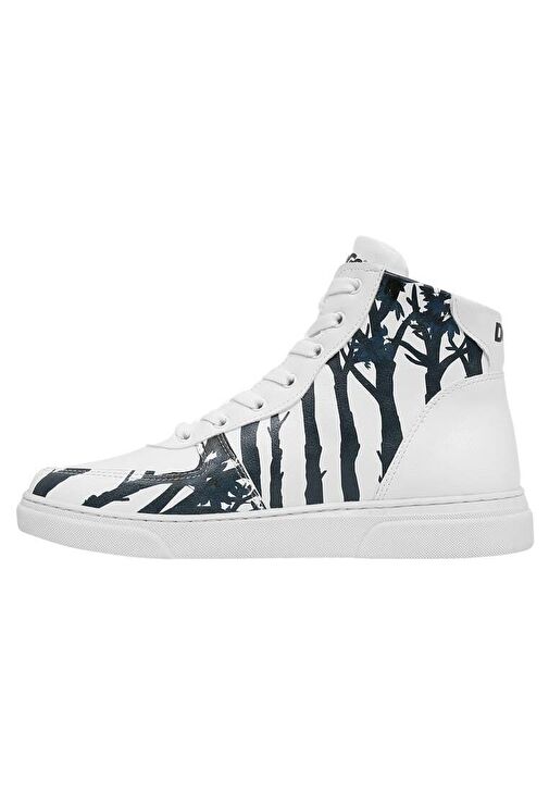 Kadın Vegan Deri Beyaz High Sneakers - Cuddling Season Tasarım - Görsel 7