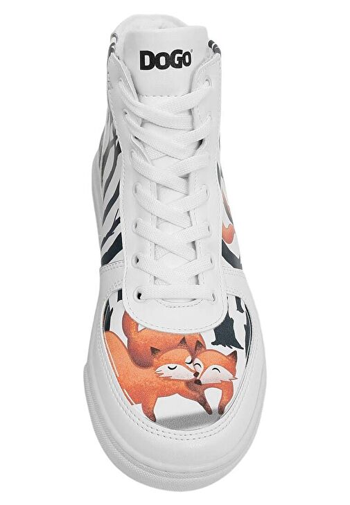 Kadın Vegan Deri Beyaz High Sneakers - Cuddling Season Tasarım - Görsel 9