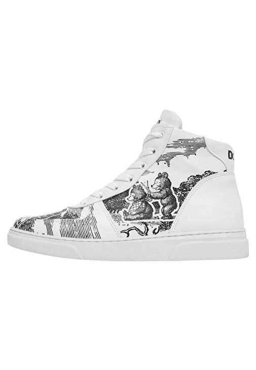 Kadın Vegan Deri Beyaz High Sneakers - Trust Me Buddy Tasarım - Görsel 6