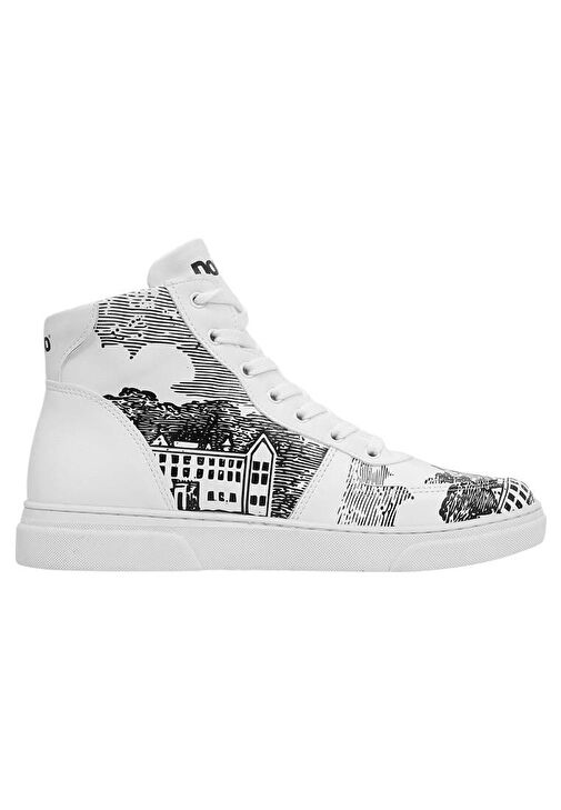 Kadın Vegan Deri Beyaz High Sneakers - Trust Me Buddy Tasarım - Görsel 7