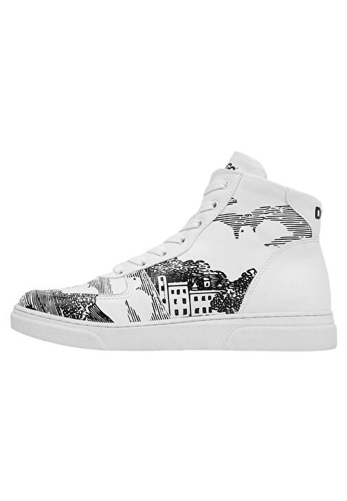 Kadın Vegan Deri Beyaz High Sneakers - Trust Me Buddy Tasarım - Görsel 8