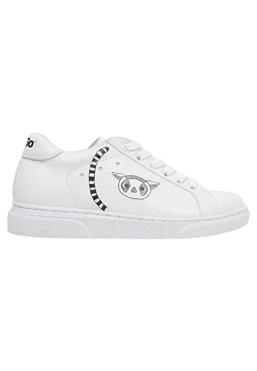 Çocuk Vegan Deri Beyaz Günlük Sneakers - Lemur Tasarım - Görsel 5