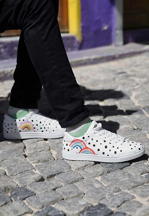 Erkek Vegan Deri Beyaz Günlük Sneakers - More Self Love Tasarım - Görsel 5