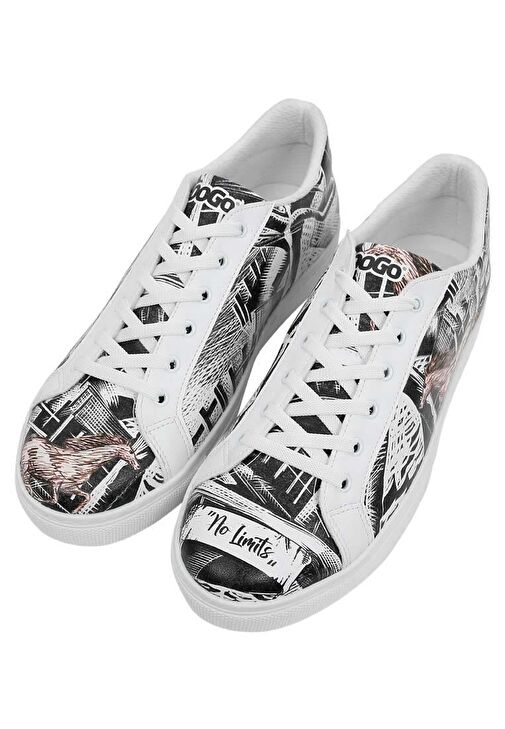 Erkek Vegan Deri Beyaz Günlük Sneakers - No Limits Tasarım - Görsel 3