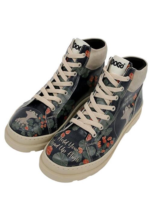 Kadın Vegan Deri Siyah Bilekte Bot - Hold Your Head Up High Tasarım - Görsel 3