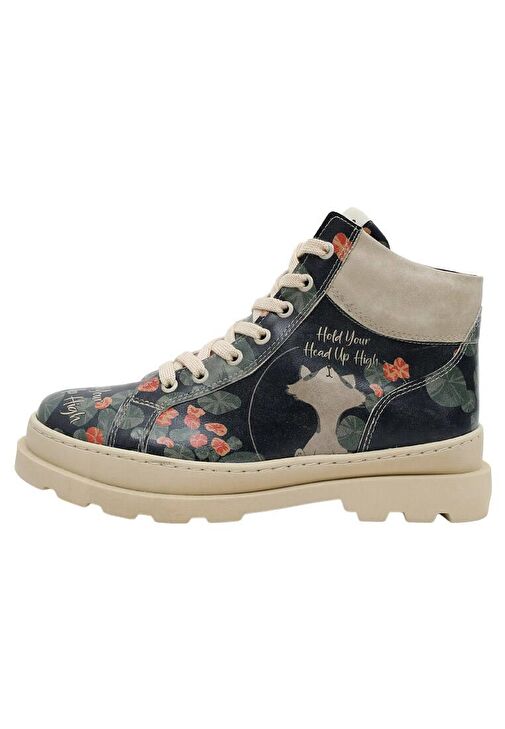 Kadın Vegan Deri Siyah Bilekte Bot - Hold Your Head Up High Tasarım - Görsel 2