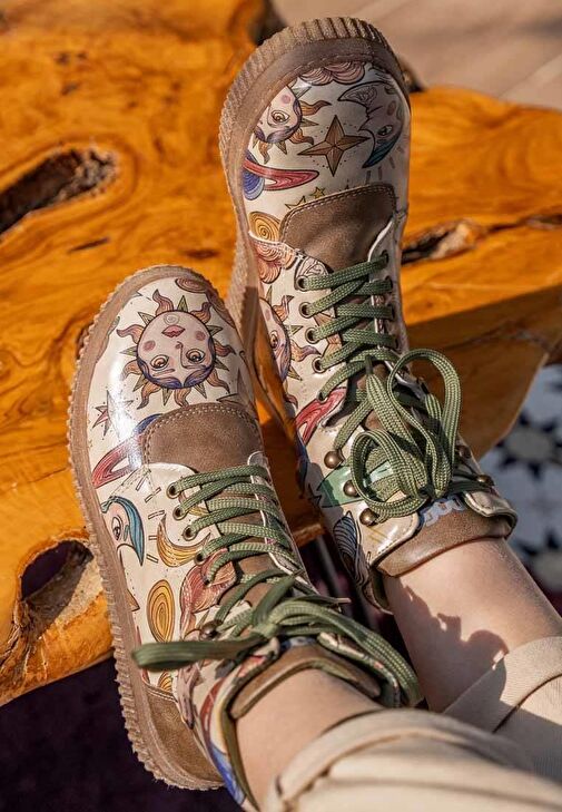 Kadın Vegan Deri Haki Uzun Bot - Dreams For Dreamers Tasarım - Görsel 7