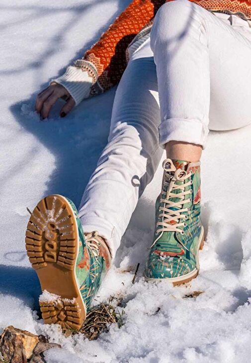 Kadın Vegan Deri Turkuaz Uzun Bot - Like The Fox Tasarım - Görsel 4