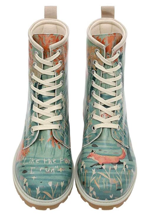 Kadın Vegan Deri Turkuaz Uzun Bot - Like The Fox Tasarım - Görsel 5