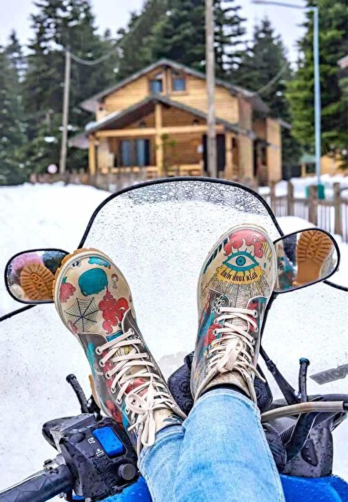 Kadın Vegan Deri Çok Renkli Uzun Bot - Open Your Mind Tasarım - Görsel 5