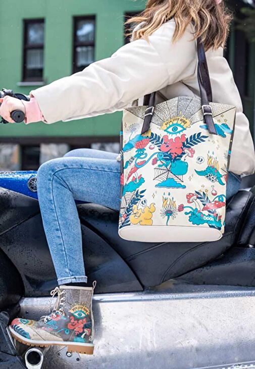 Kadın Vegan Deri Çok Renkli Uzun Bot - Open Your Mind Tasarım - Görsel 7