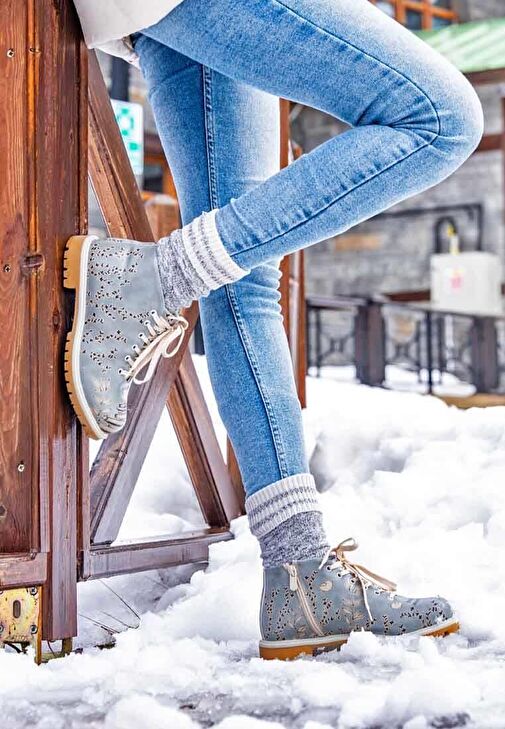 Kadın Vegan Deri Mavi Bilekte Bot - Birds Have Wings Tasarım - Görsel 6