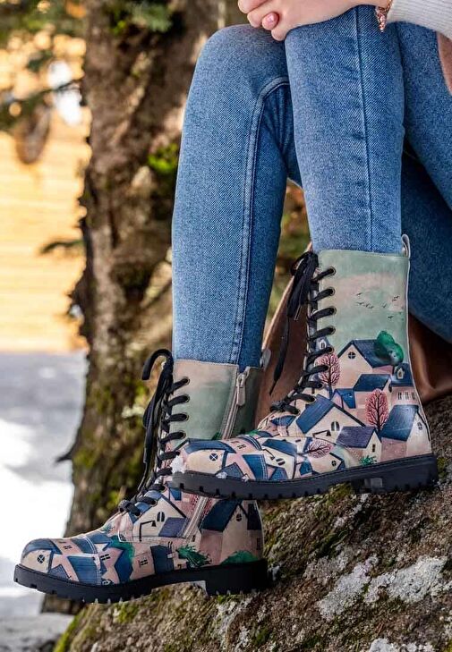 Kadın Vegan Deri Çok Renkli Uzun Bot - Buildings Tasarım - Görsel 6