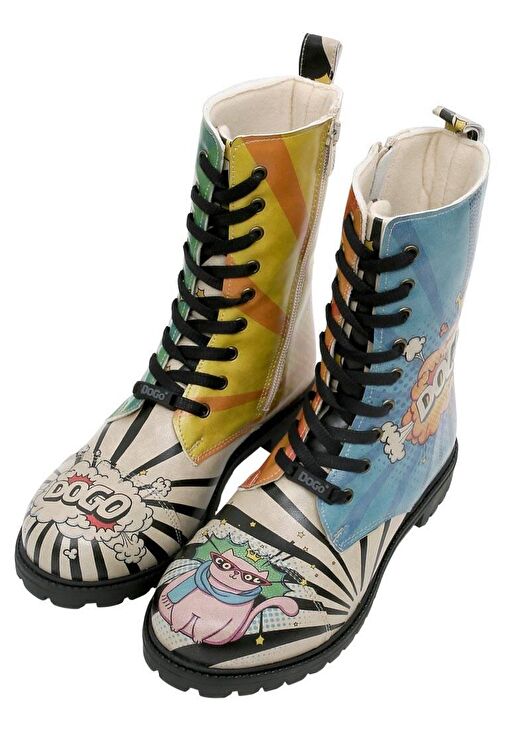 Kadın Vegan Deri Çok Renkli Uzun Bot - Dogo Cool Tasarım - Görsel 5