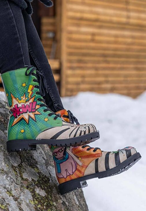 Kadın Vegan Deri Çok Renkli Uzun Bot - Dogo Cool Tasarım - Görsel 6