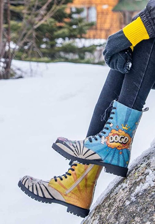 Kadın Vegan Deri Çok Renkli Uzun Bot - Dogo Cool Tasarım - Görsel 7