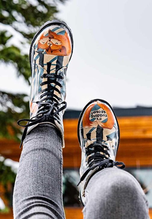 Kadın Vegan Deri Çok Renkli Uzun Bot - Cuddling Season Tasarım - Görsel 8