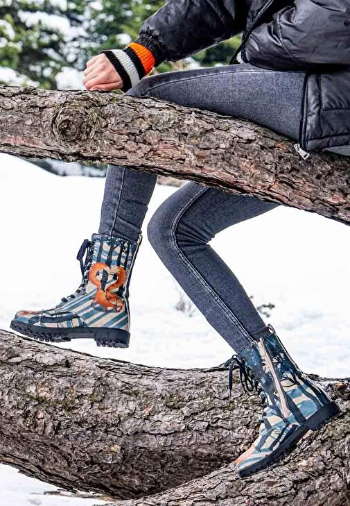 Kadın Vegan Deri Çok Renkli Uzun Bot - Cuddling Season Tasarım - Görsel 9